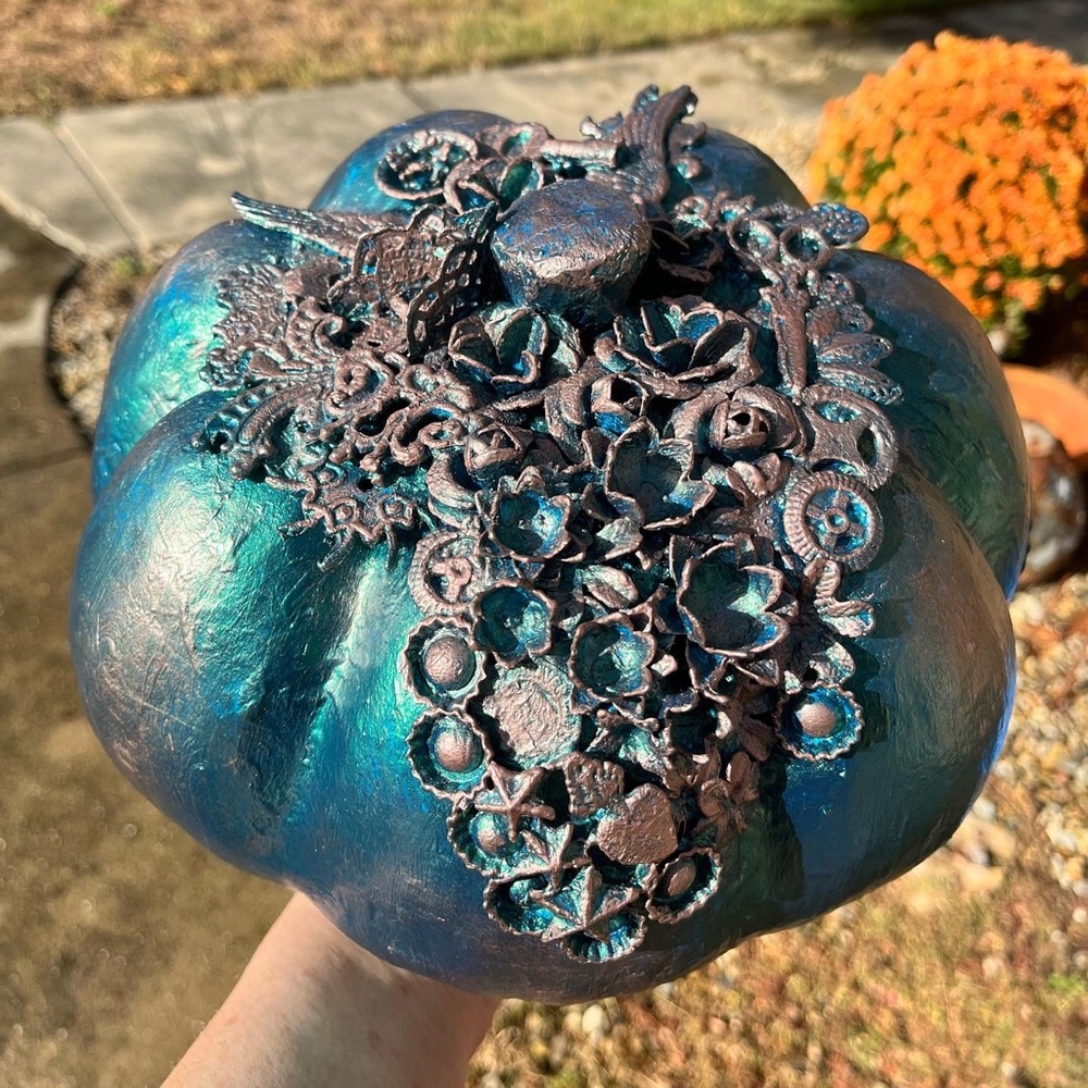 Handmade Altered Paper Mache Pumpkin